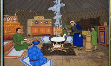 О картине Лубсана Доржиева «Взбивание масла»